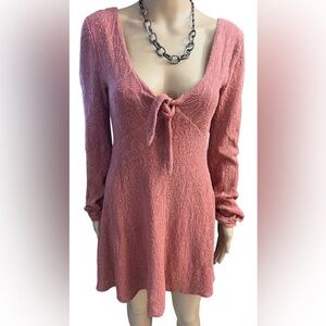 Hostess Pick 🥳💥 Chic Rust Textured Long Sleeve Dress by Free People
